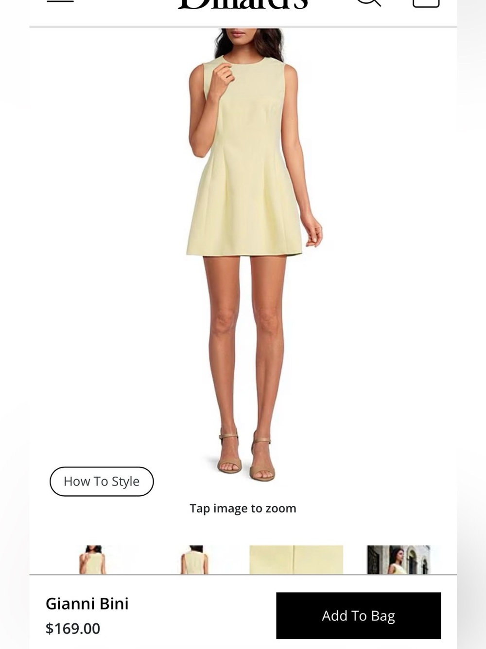Gianni Bini Pale Yellow Sleeveless A-Line Dress